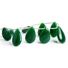 23x15mm Forest Green Chalcedony Plain Pears 7 inch 9 beads - The Bead Traders