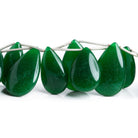 23x15mm Forest Green Chalcedony Plain Pears 7 inch 9 beads - The Bead Traders