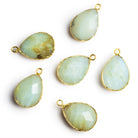 23x15mm Gold Leafed Blue Peruvian Opal Pear Pendant 1 Bead - The Bead Traders