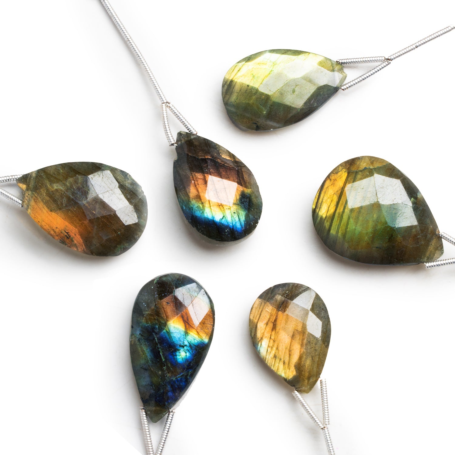 23x15mm Labradorite Faceted Pear Focal 1 Bead - The Bead Traders