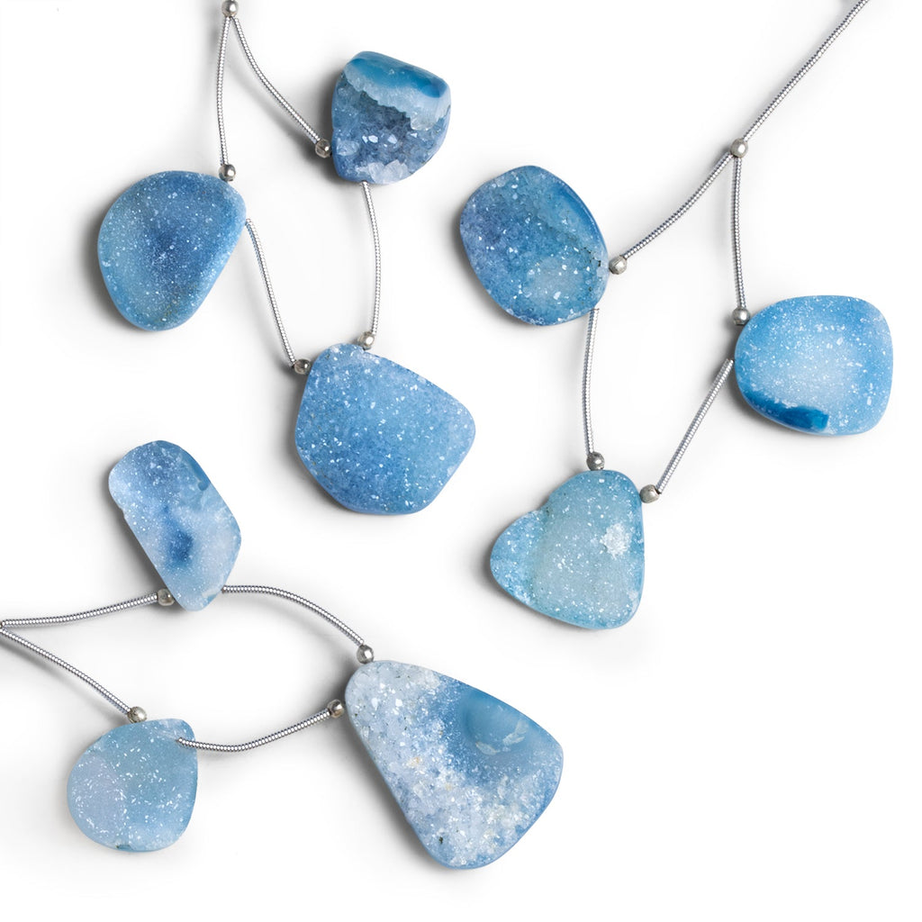 23x16mm Blue Drusy Nugget Focals Set of 3 Beads - The Bead Traders