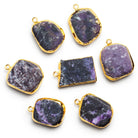 23x16mm Gold Leafed Charoite Slice Pendant 1 Bead - The Bead Traders