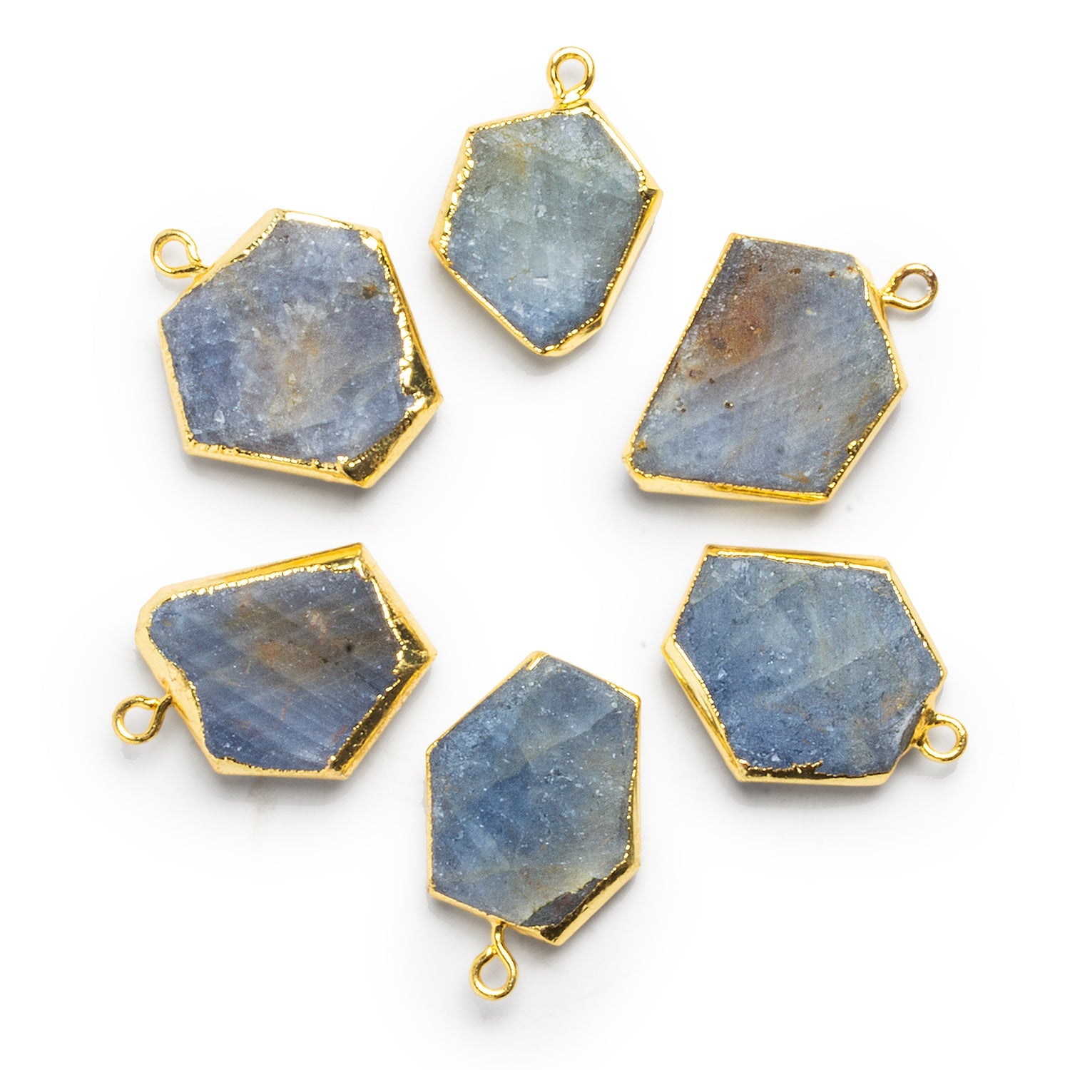 23x16mm Gold Leafed Sapphire Nugget Pendant 1 bead - The Bead Traders