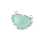 23x16mm Silver Bezel Seafoam Chalcedony Faceted Cleftless Heart Connector 1 piece - The Bead Traders