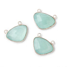 23x16mm Silver Bezel Seafoam Chalcedony Faceted Cleftless Heart Connector 1 piece - The Bead Traders