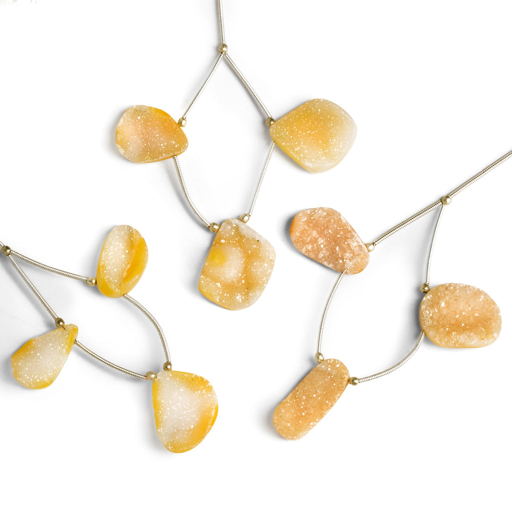 23x16mm Yellow Drusy Nugget Focals Set of 3 Beads - The Bead Traders