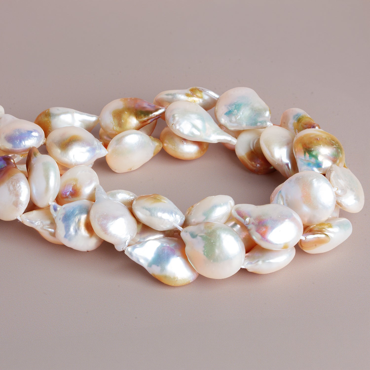 23x17mm Off White Ultra Baroque Pearls 16 inch 17 beads - The Bead Traders