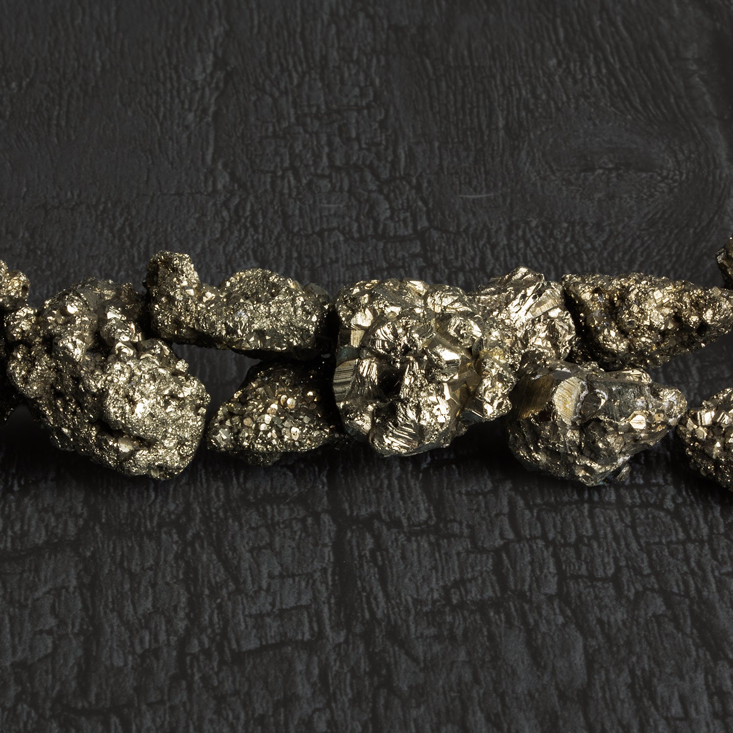 23x17mm Pyrite Nuggets 18 inch 28 beads - The Bead Traders