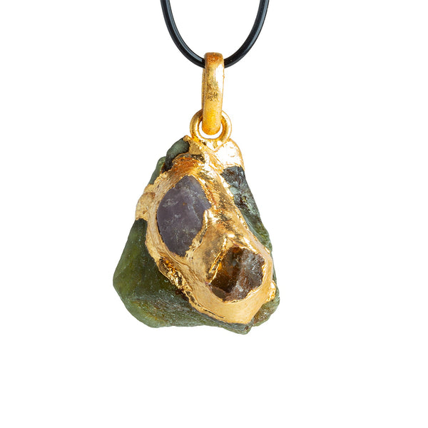 23x18mm Double Leafed Peridot with Tourmaline Pendant 1 Bead