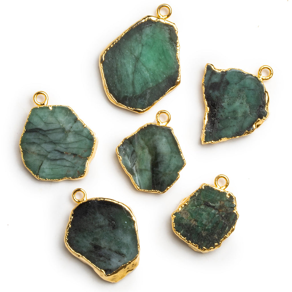 23x18mm Emerald Slice Gold Leafed Pendant 1 Bead - The Bead Traders