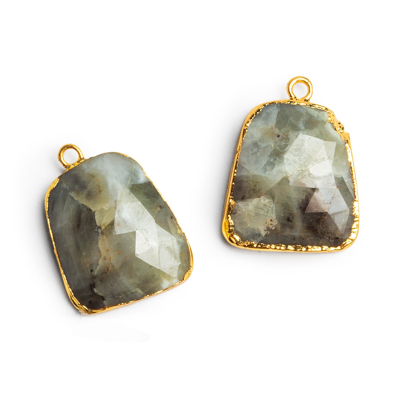 23x18mm Gold Leafed Sapphire Pendants Set of 2 Beads - The Bead Traders