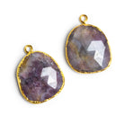 23x18mm Gold Leafed Sapphire Pendants Set of 2 Beads - The Bead Traders