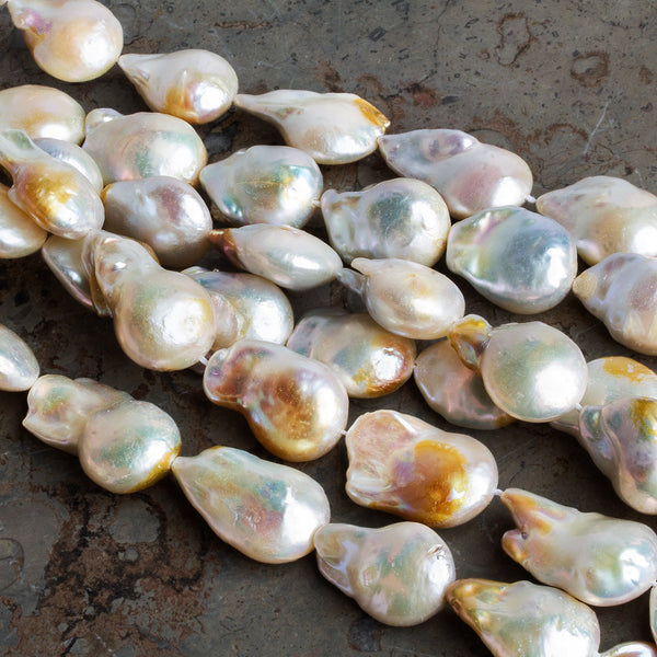 23x18mm White Ultra Baroque Pearls 16 inch 16 beads