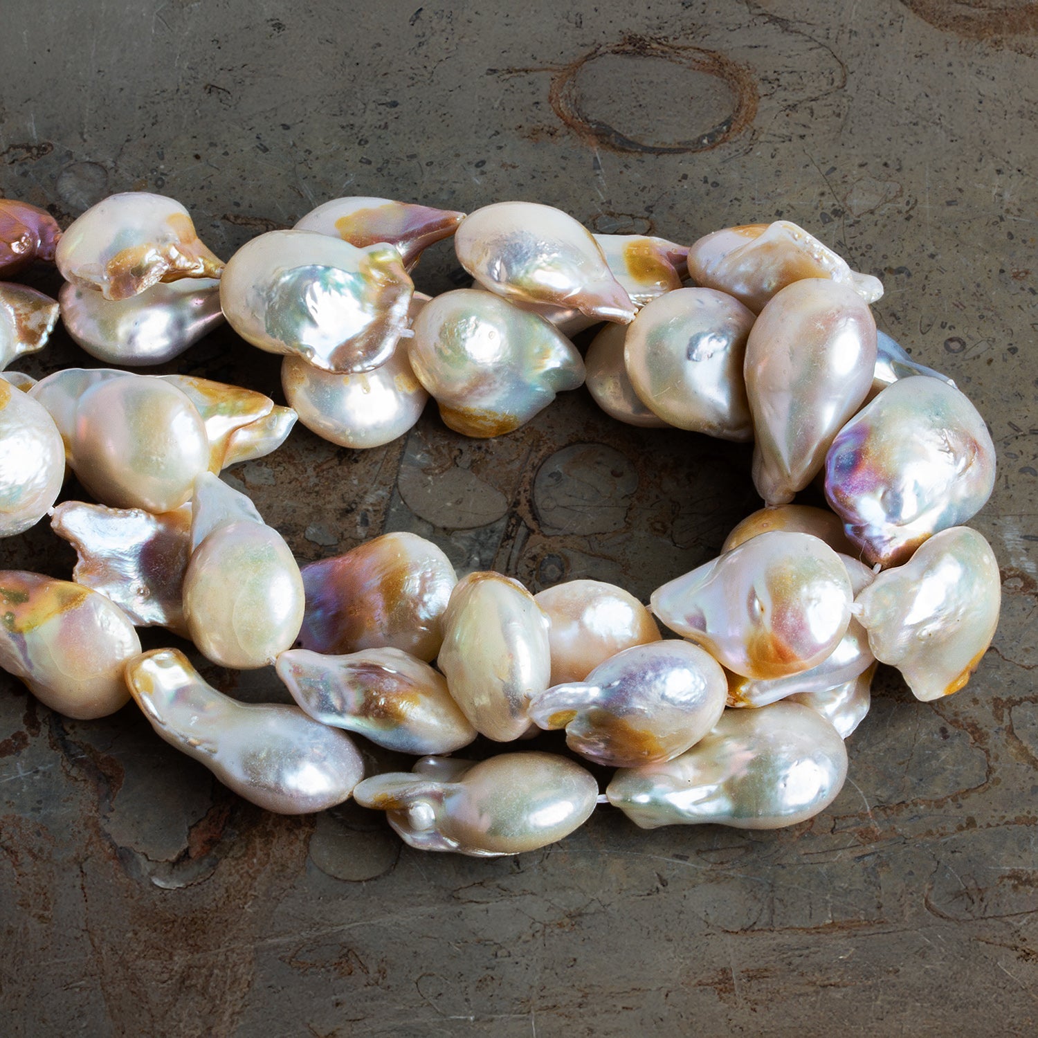 23x18mm White Ultra Baroque Pearls 16 inch 16 beads - The Bead Traders