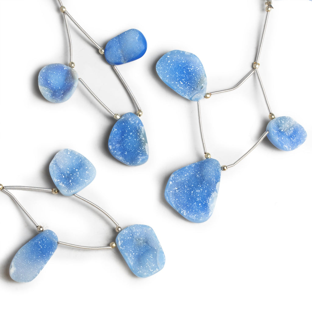 23x20mm Blue Drusy Nugget Focals Set of 3 Beads - The Bead Traders