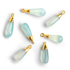 23x6mm Gold Leafed Blue Chalcedony Plain Teardrop Pendant 1 Bead - The Bead Traders