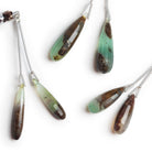 23x8mm Chrysoprase with Matrix Checkerboard Faceted Teardrop Focals 2 Beads - The Bead Traders