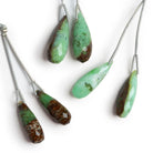 23x8mm Chrysoprase with Matrix Faceted Teardrop Focals 2 Beads - The Bead Traders