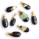 24x10mm Gold Leafed Prehnite Faceted Pear Pendant 1 Bead - The Bead Traders