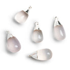 24x11mm Silver Leafed Rose Quartz Teardrop Pendant 1 Bead - The Bead Traders