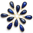24x11mm Vermeil Bezeled Lapis Lazuli Pear Pendant 1 Bead - The Bead Traders