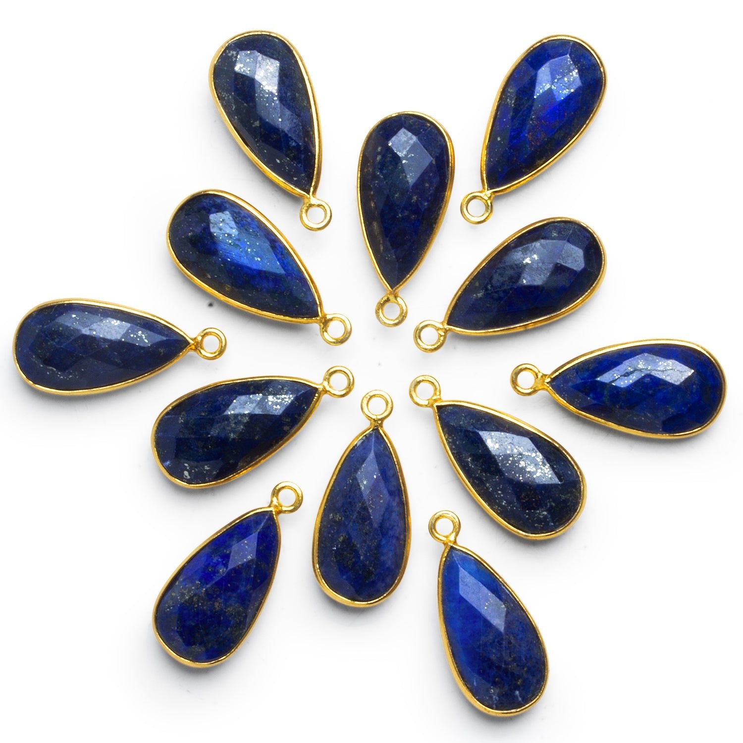 24x11mm Vermeil Bezeled Lapis Lazuli Pear Pendant 1 Bead - The Bead Traders