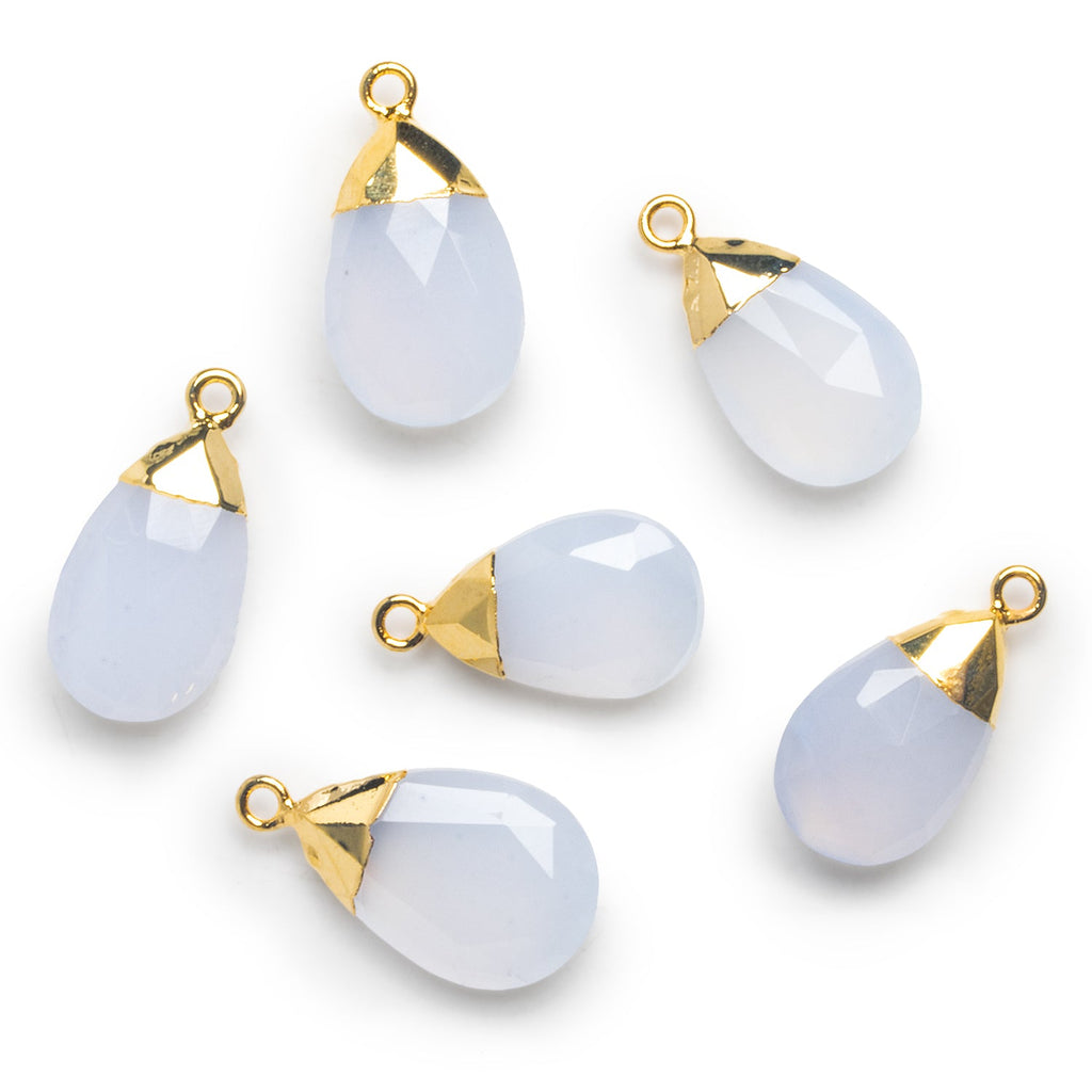 24x13mm Gold Leafed Chalcedony Pear Pendant 1 Bead - The Bead Traders