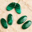 24x13mm Malachite Oval Focals 2 Beads - The Bead Traders