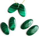24x13mm Malachite Oval Focals 2 Beads - The Bead Traders