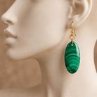 24x13mm Malachite Oval Focals 2 Beads - The Bead Traders