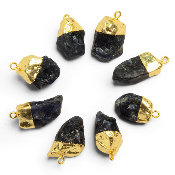 24x14mm Gold Leafed Black Agate Natural Crystal Pendant 1 Bead