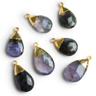 24x14mm Gold Leafed Iolite Faceted Pear Pendant 1 Bead - The Bead Traders