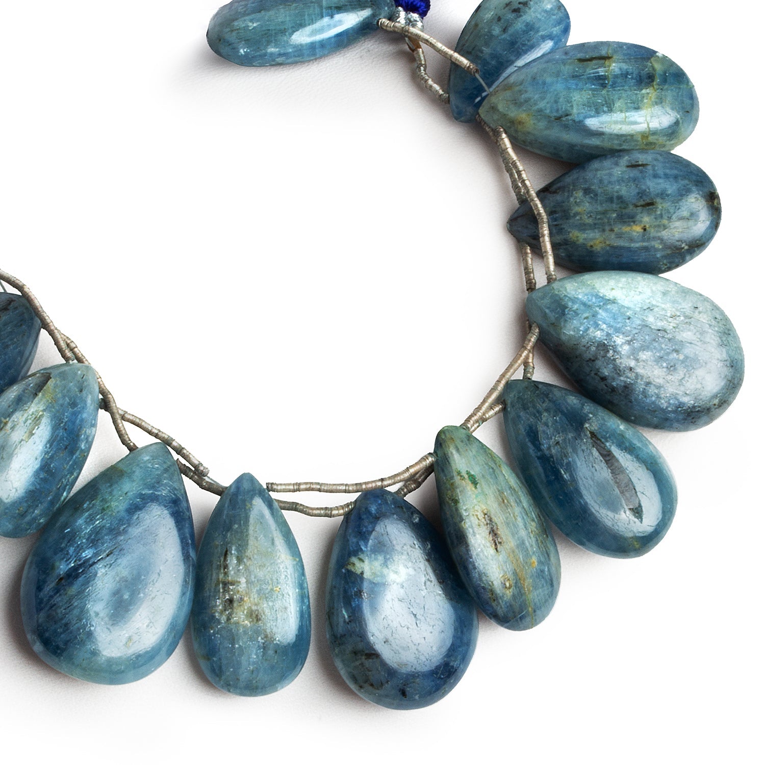 24x14mm Kyanite Plain Pears 7 inch 9 beads - The Bead Traders