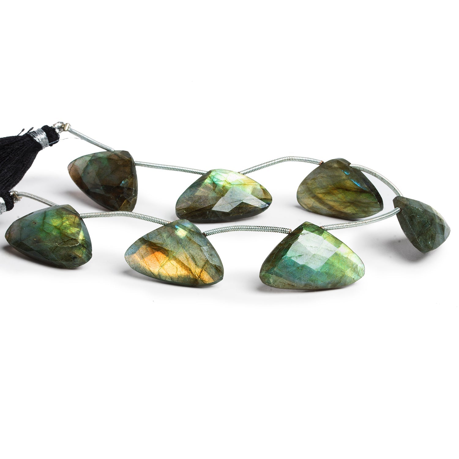 24x15mm Labradorite Faceted Triangles 8.5 inch 7 beads - The Bead Traders