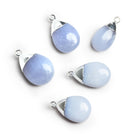 24x15mm Silver Leafed Natural Chalcedony Pear Pendant 1 Bead - The Bead Traders