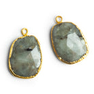24x16mm Gold Leafed Sapphire Pendants Set of 2 Beads - The Bead Traders