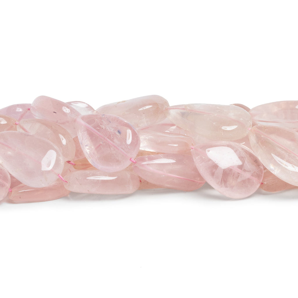 24x16mm Rose Quartz Plain Pears 12 inch 15 beads - The Bead Traders