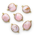 24x16mm Vermeil Bezeled Pink Peruvian Opal Faceted Nugget Connector - The Bead Traders