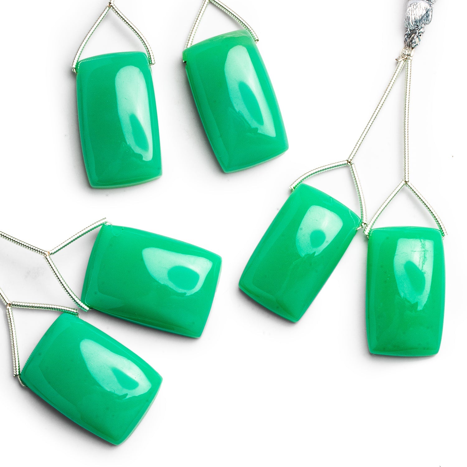 24x17mm Mint Green Chalcedony Rectangle Focals Set of 2 Beads - The Bead Traders
