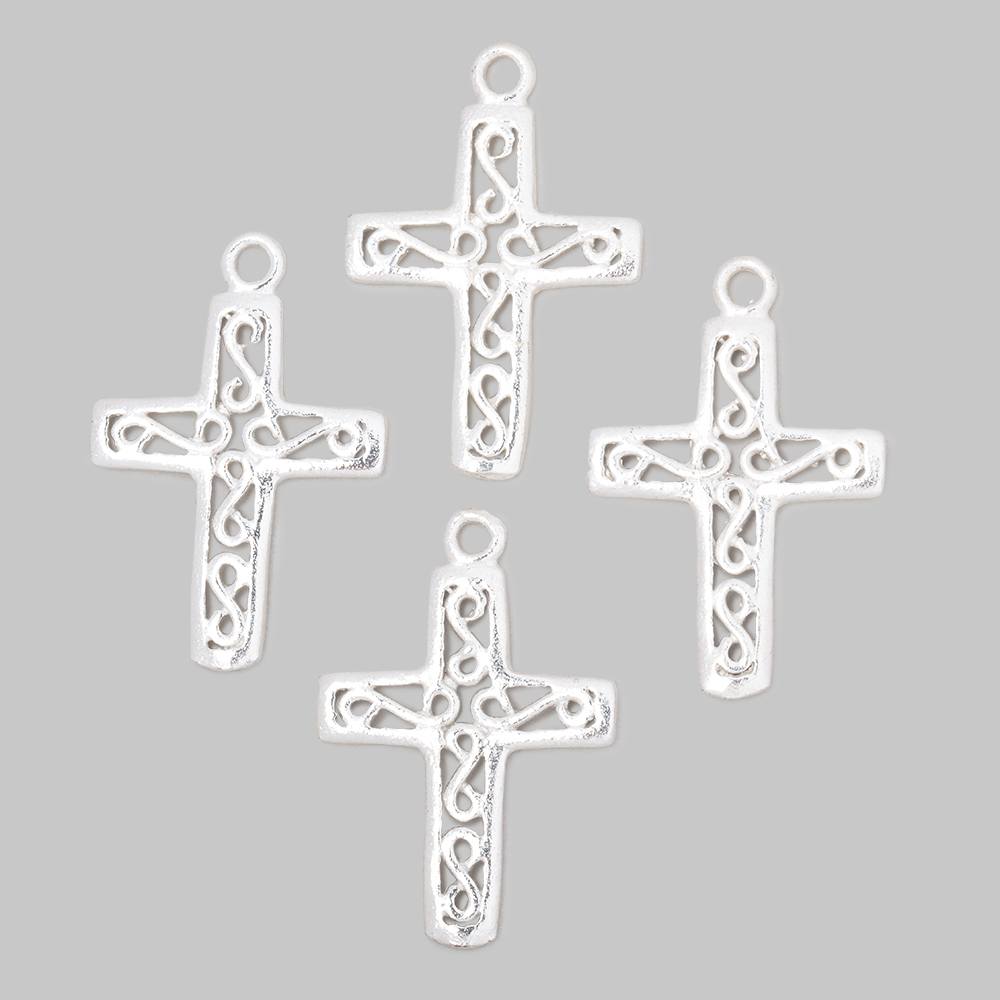 24x18mm Filigree Cross Pendant Charm Set of 4 pieces - The Bead Traders