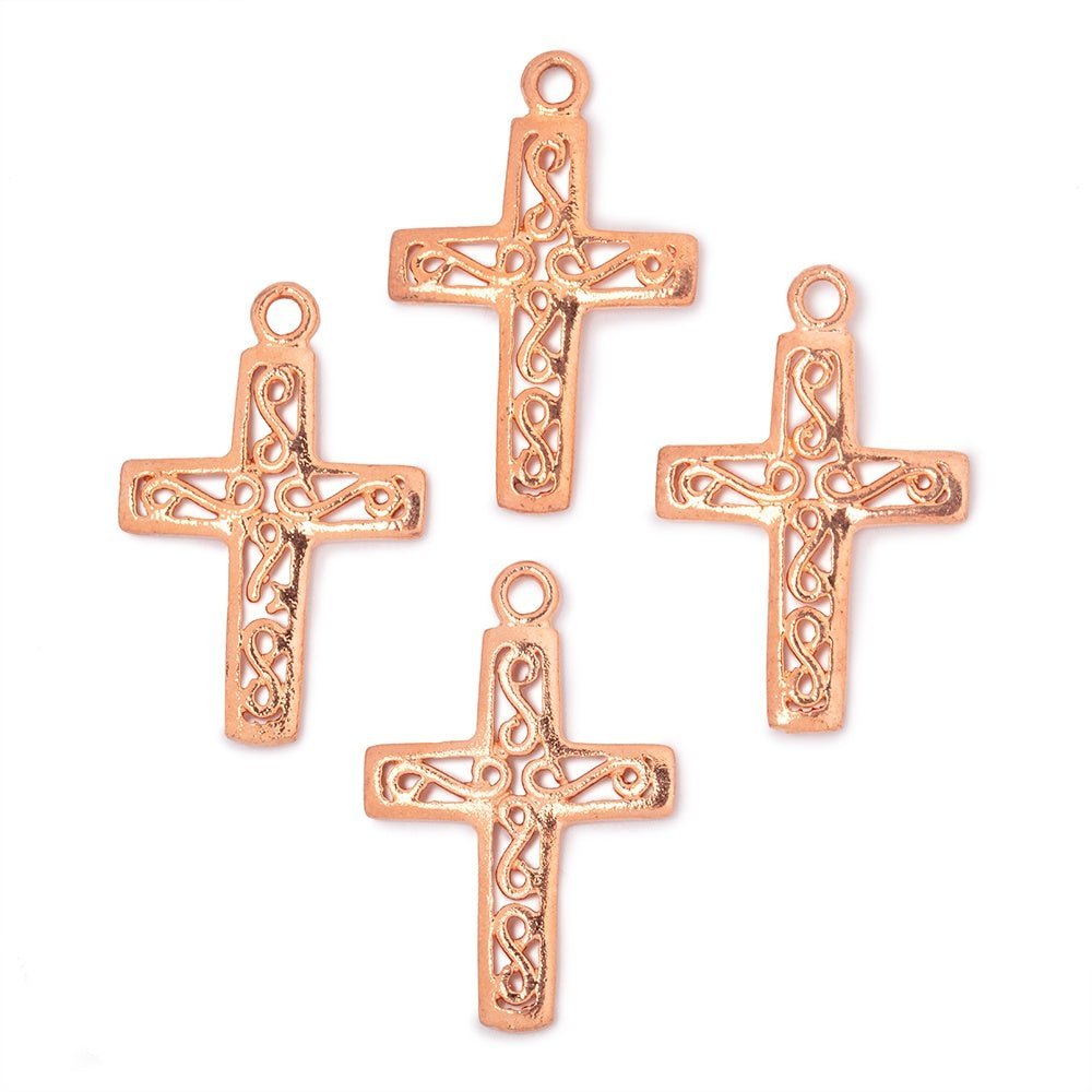 24x18mm Filigree Cross Pendant Charm Set of 4 pieces - The Bead Traders
