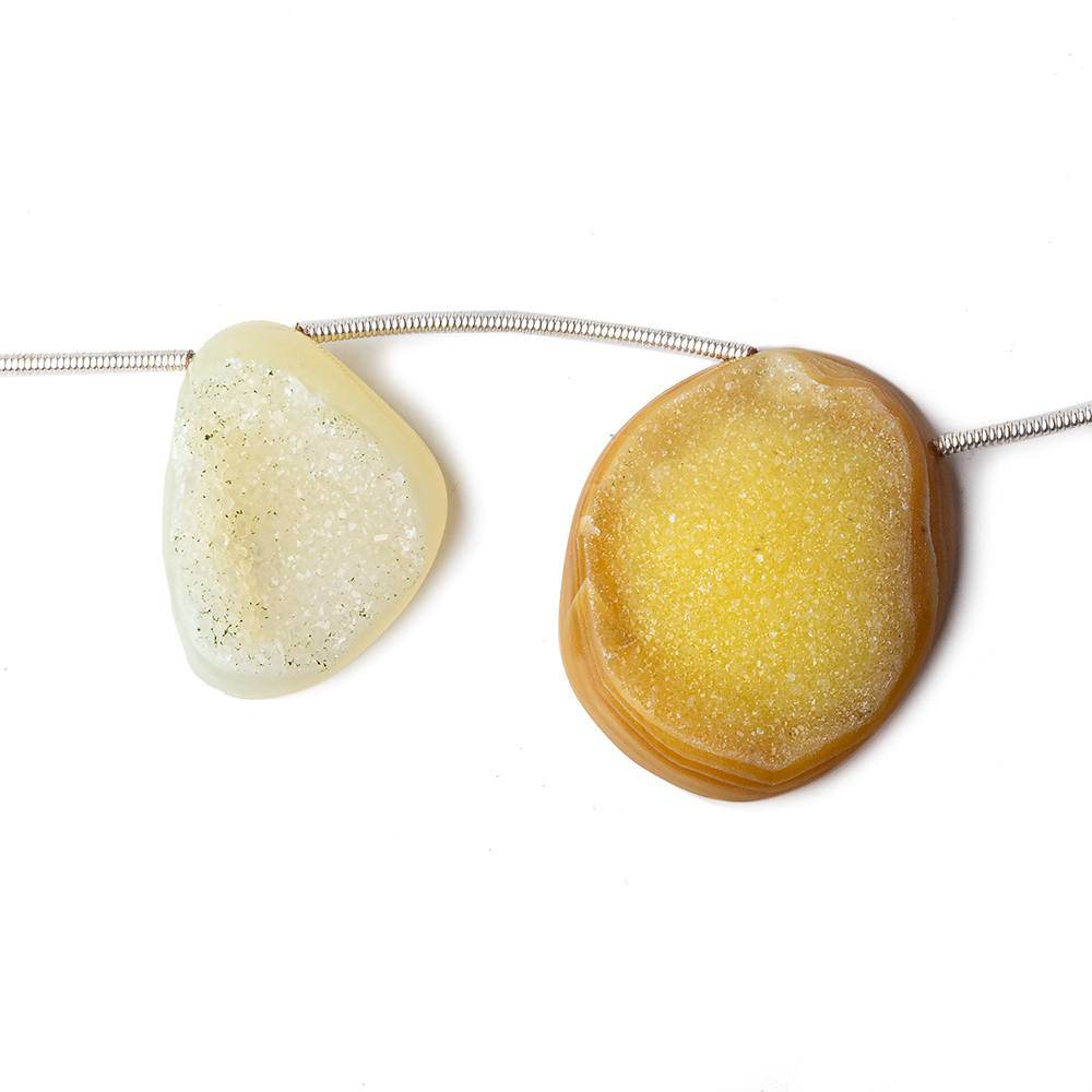 24x19mm Multi Yellow Agate Drusy 8 Beads - The Bead Traders