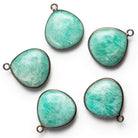24x20mm Black Gold Bezeled Amazonite Heart Pendant 1 Bead - The Bead Traders