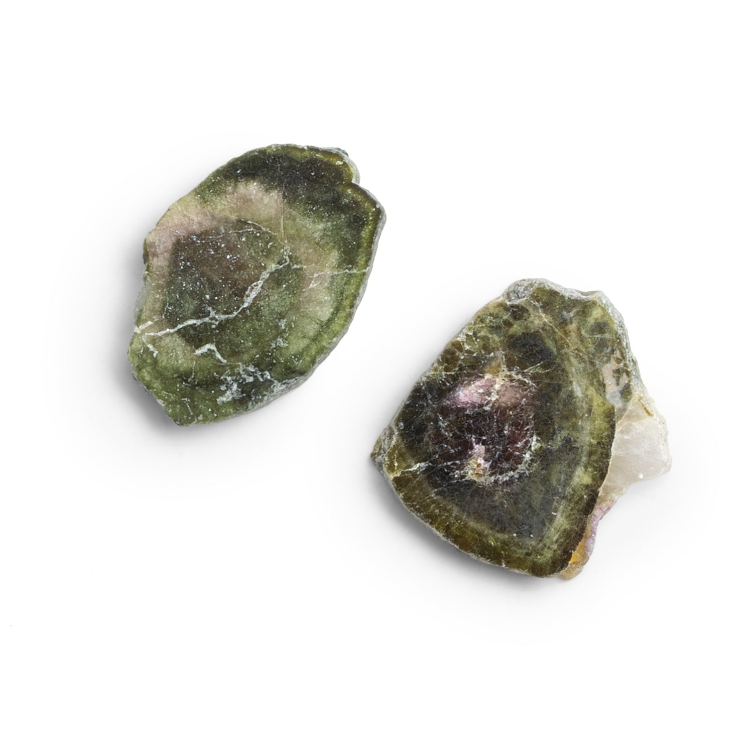 24x21mm Watermelon Tourmaline Slice Beads - Set of 2 - The Bead Traders
