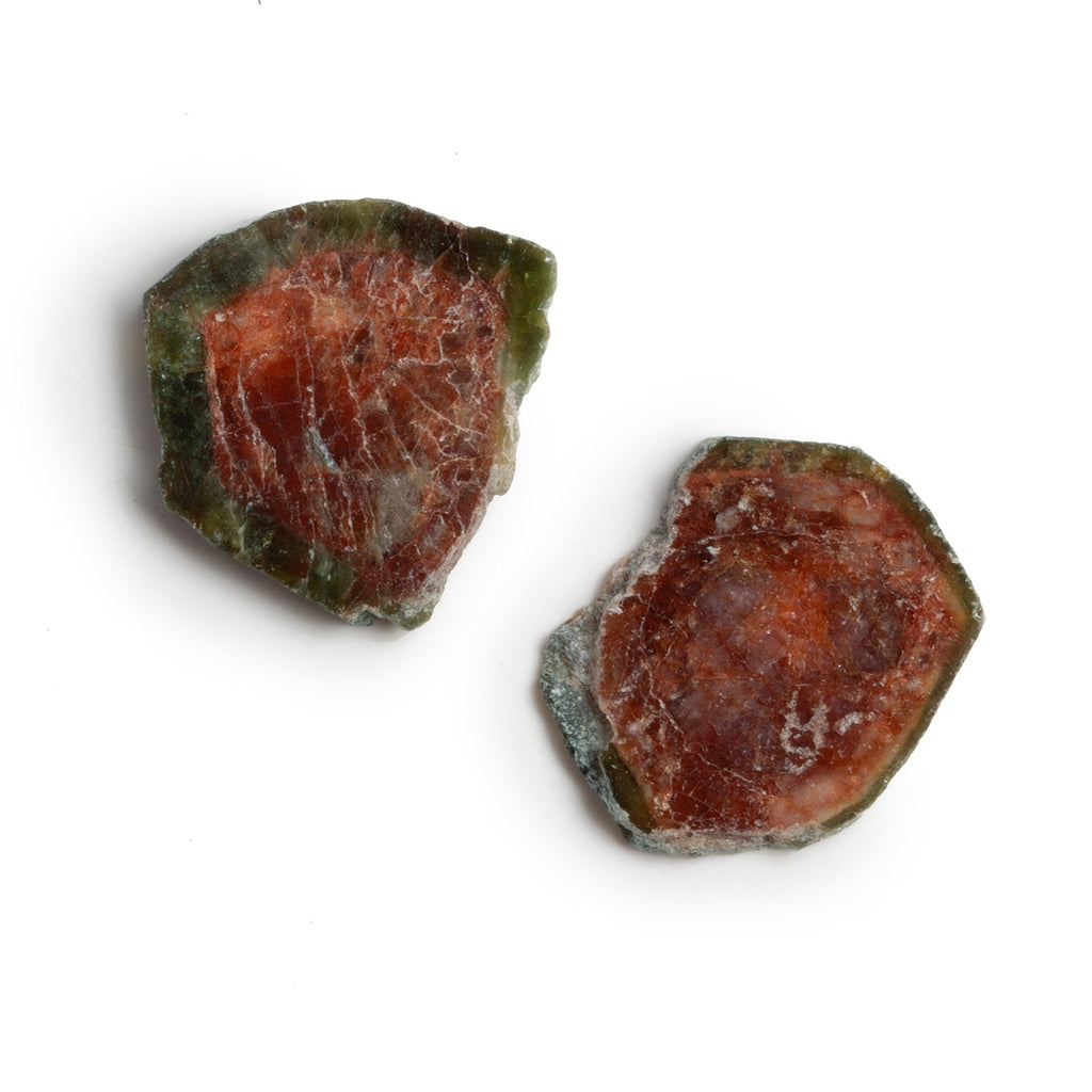 24x23mm Watermelon Tourmaline Slice Beads - Set of 2 - The Bead Traders