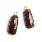 24x9mm Gold Leafed Sapphire Pendants Set of 2 Beads - The Bead Traders