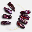 24x9mm Purple Wine Side Drilled Biwa Pearl Focals Set of 4 beads - The Bead Traders