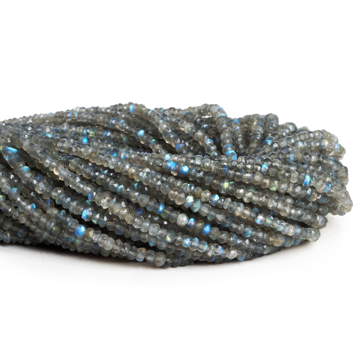 2.5 - 3.5mm Labradorite Faceted Rondelles 12 inch 120 beads - The Bead Traders