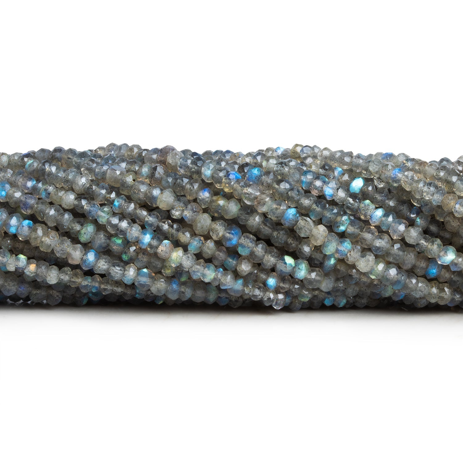 2.5 - 3.5mm Labradorite Faceted Rondelles 12 inch 120 beads - The Bead Traders