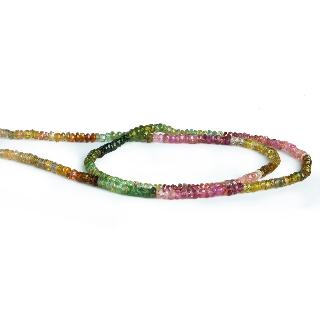 2.5 - 3mm Multicolor Tourmaline Faceted Rondelles 16 inch 210 beads - The Bead Traders